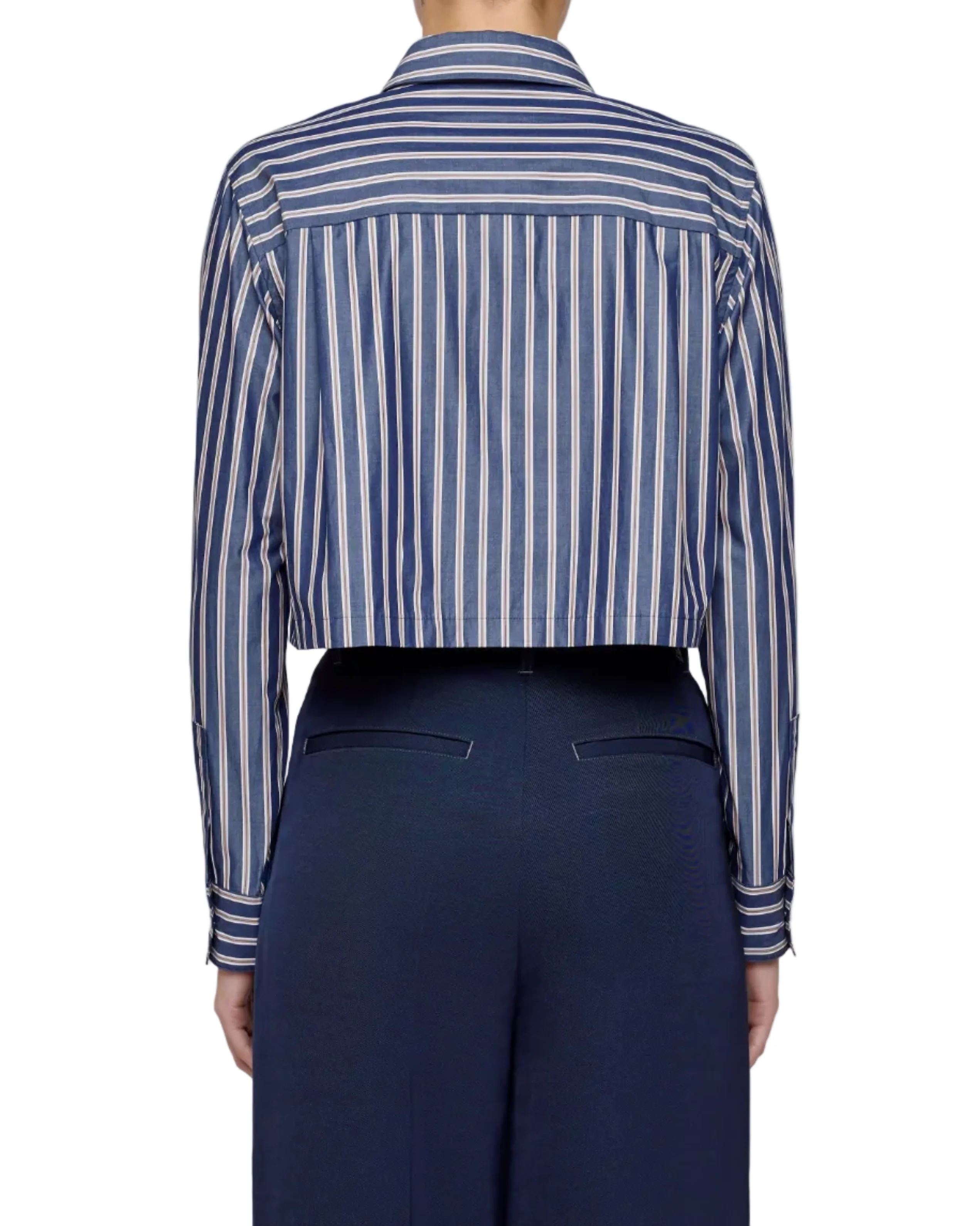 Basic Striped Cropped Shirt - Image 3