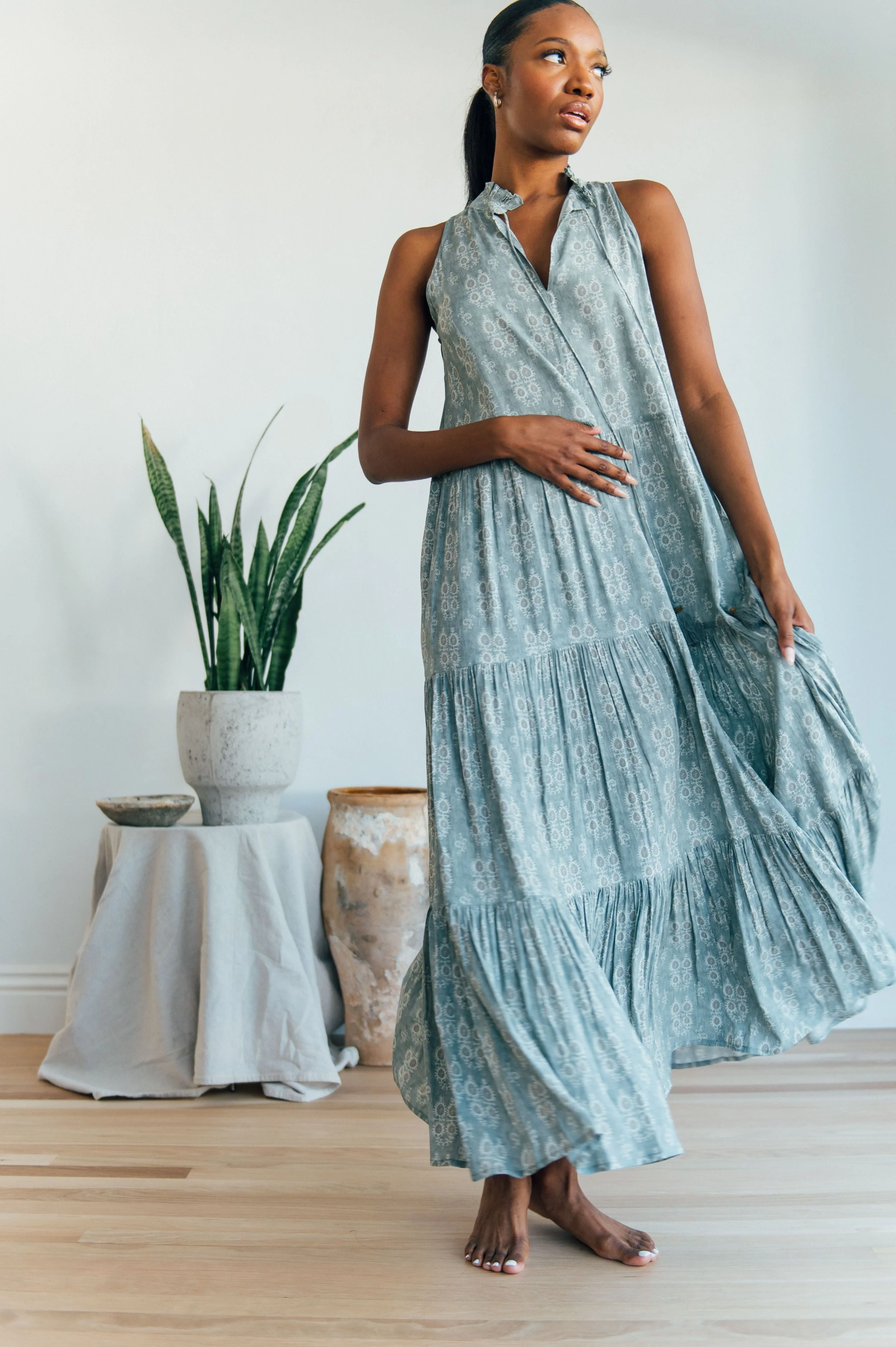 Sienna Maxi s/l - faux denim