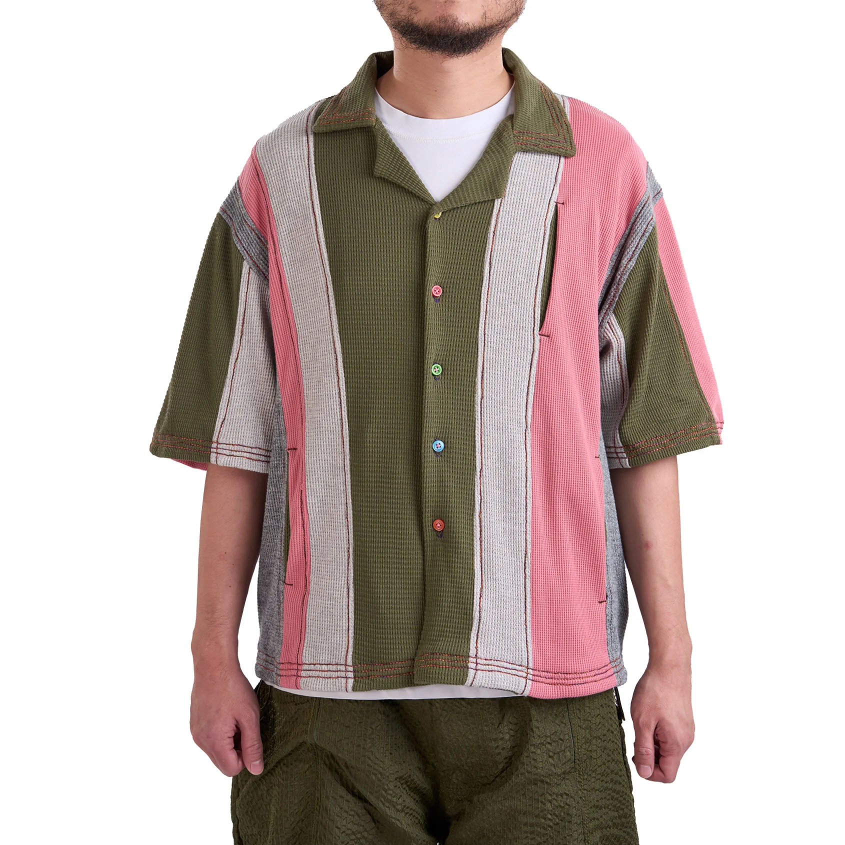 Waffle Patch-Panel Bowling Shirt - Image 3